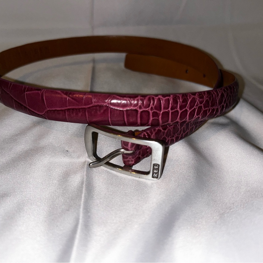 Ralph Lauren Purple Croc-Embossed Leather Belt Vintage | Designer Accessories
